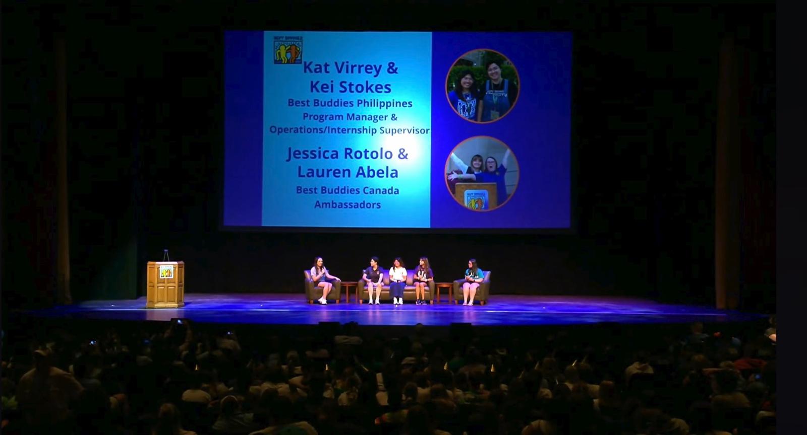 Lauren Abela on stage at Best Buddies International conference