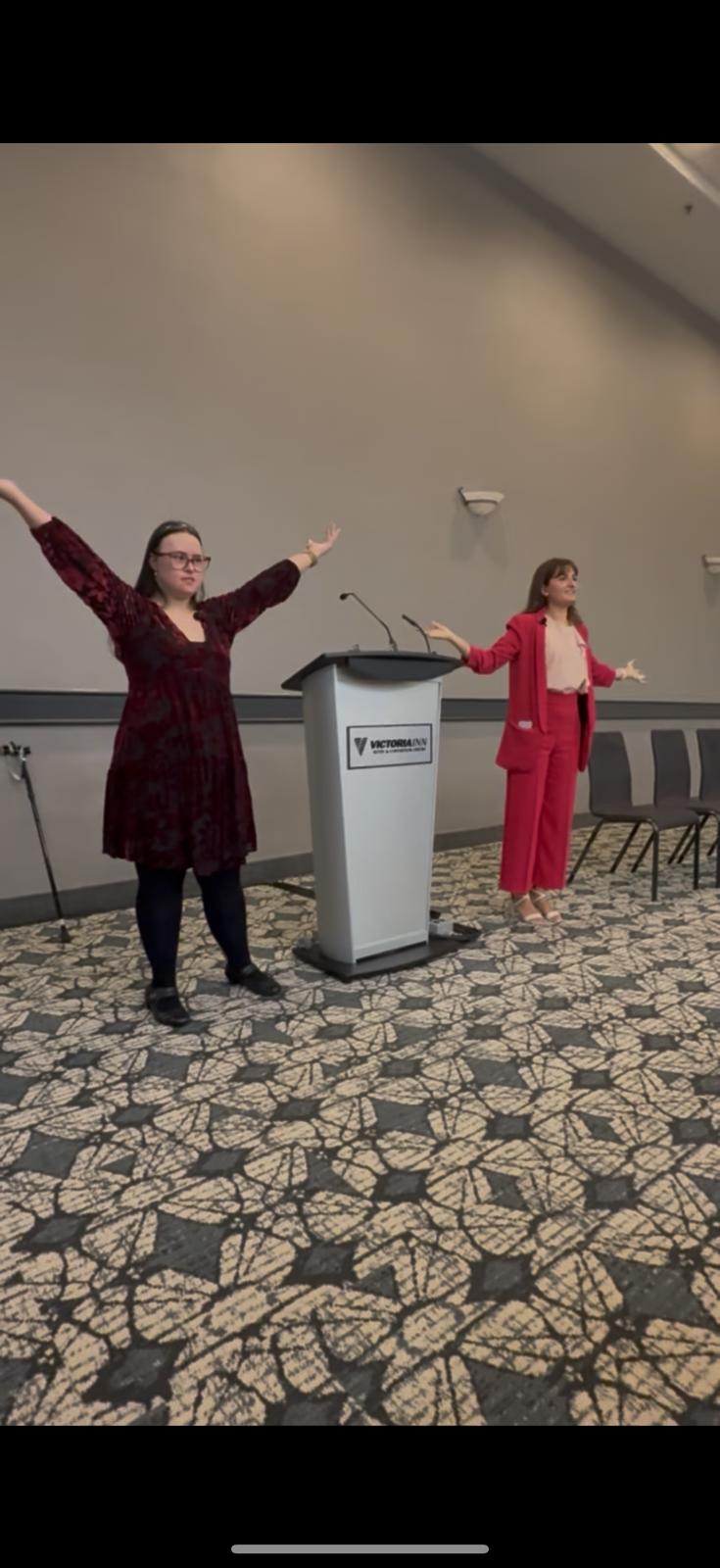 Lauren speaking at Victoria Inn event