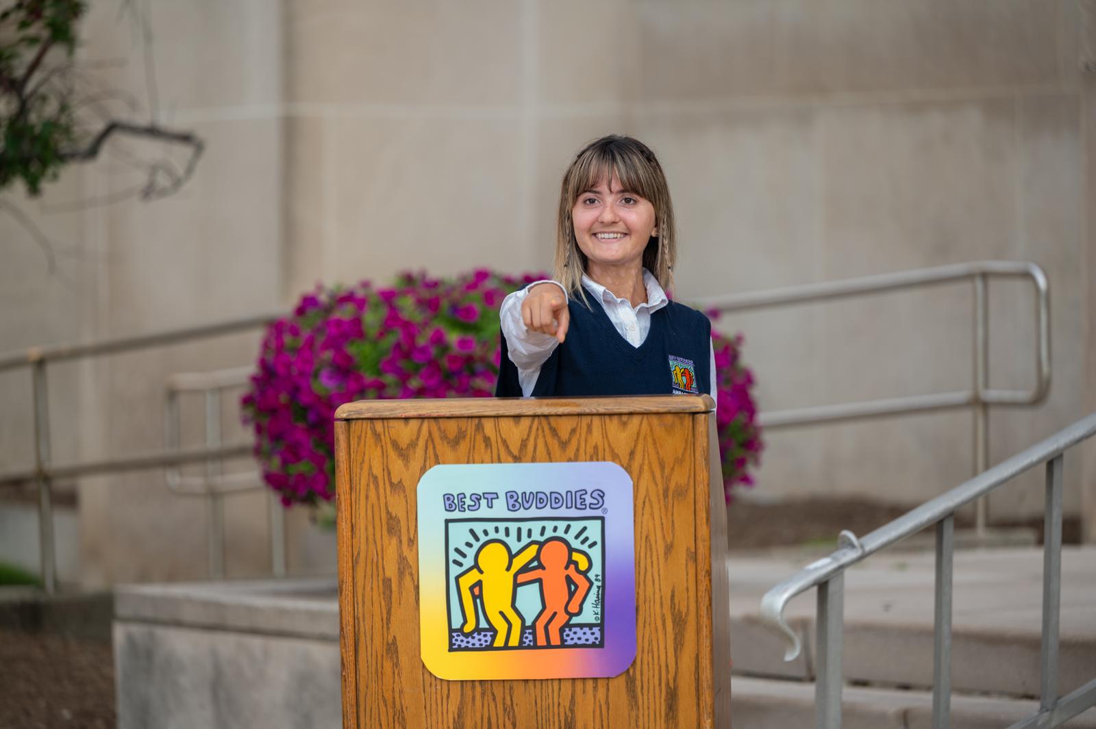 Lauren Abela speaking at Best Buddies International Leadership Conference