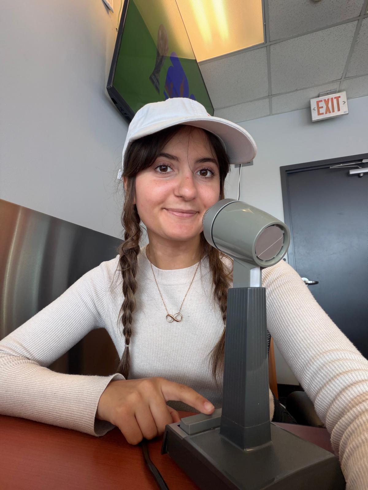 Lauren Abela during podcast recording